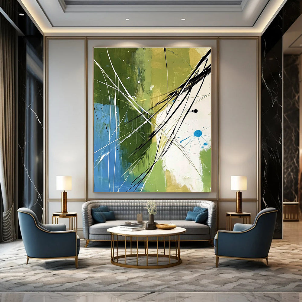 Green and Blue Abstract Lines for Modern Living Room & Creative Office STSC320