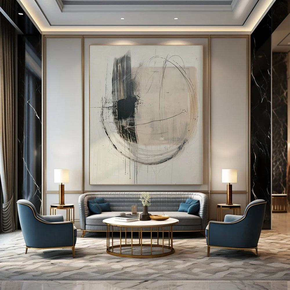Black - White Line Abstract Art for Living Room & Office DLZ0420