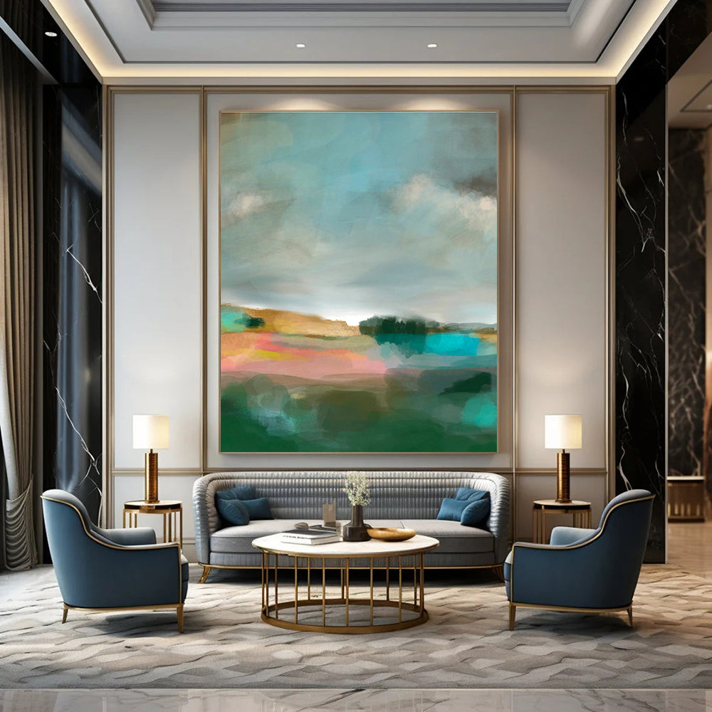 Misty Landscape Abstract Art for Lakeside Villa & Art - Themed Café DLZ0640