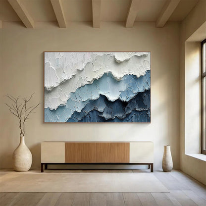 Blue - White Mountain Abstract Art for Serene Living Rooms DLZ2433