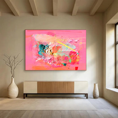 Pink - Orange Creative Abstract Art for Trendy Cafés DLZ2412