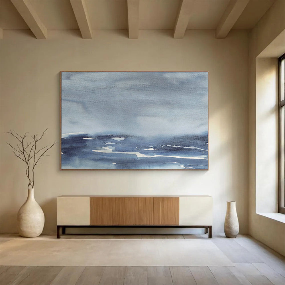 Light Blue Sky - Water Watercolor for Minimalist Beach House Studies DLZ2552