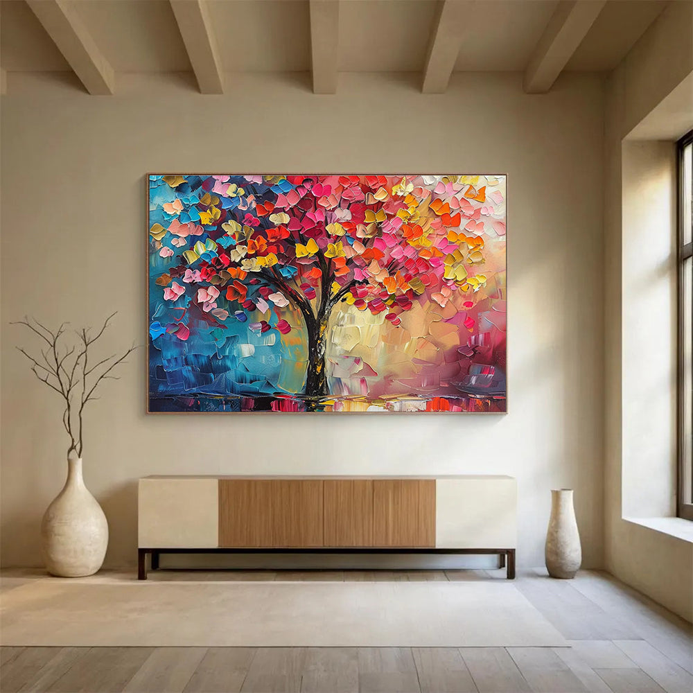 Colorful Tree Palette Knife Art for Art Gallery Featured Exhibits DLZ3242