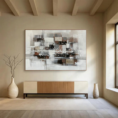 Brown - Grey - Gold Abstract Art for Stylish Home Office DLZ2738