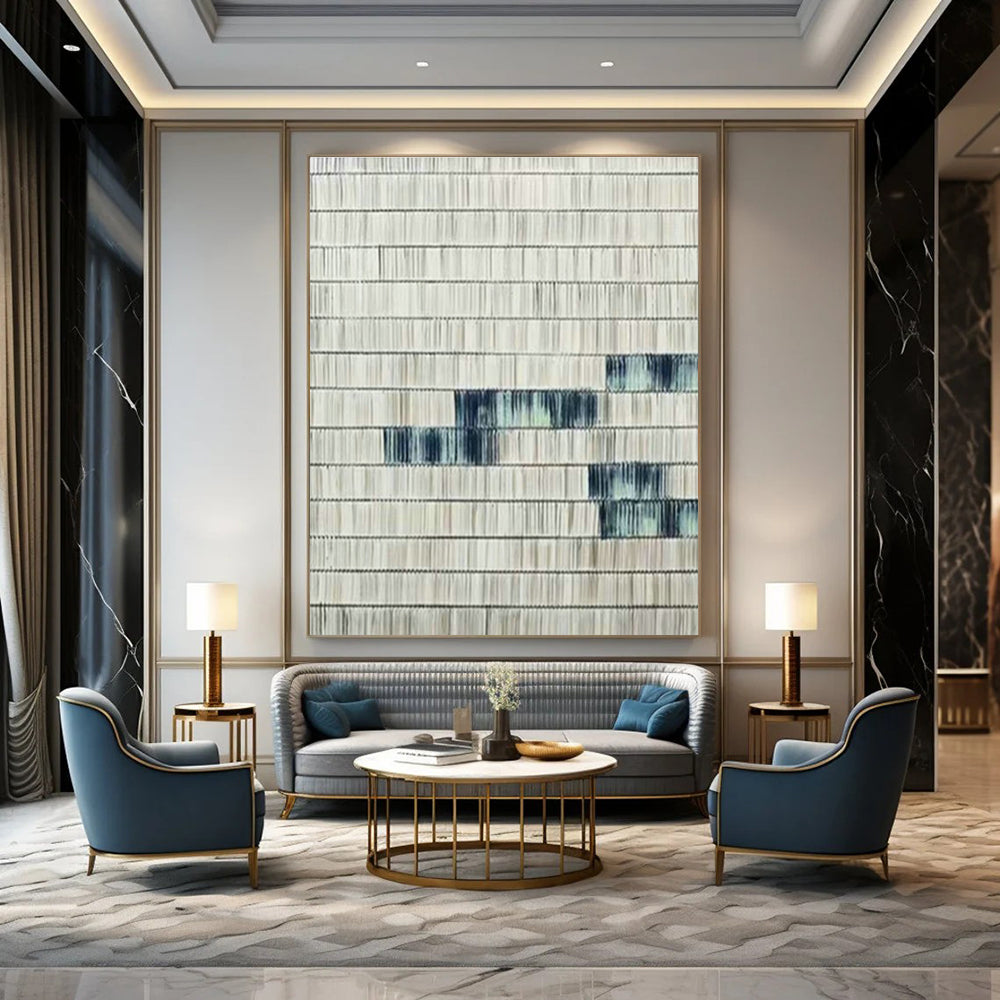 Gray - White Striped Art for Modern Office Meeting Room & Minimalist Home Library DLZ1040