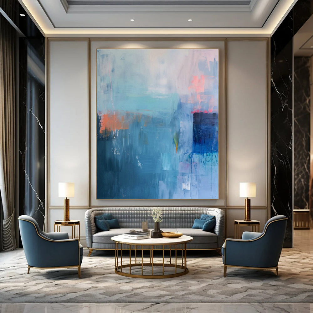 Blue - Pink Abstract Art for Coastal Home & Art - Themed Lounge DLZ2087