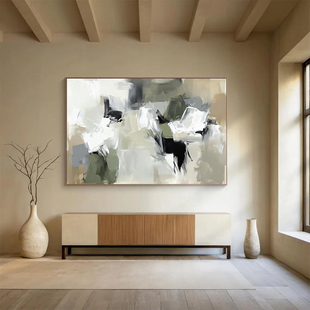 Neutral Toned Abstract Blocks Art for Minimalist Living Room & Serene Meditation Space SC245
