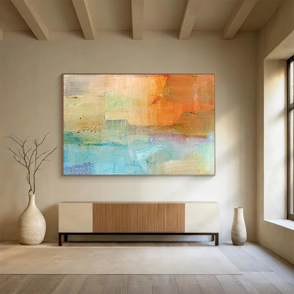 Vibrant Colorful Block Abstract Art to Infuse Liveliness and Energy into Your Kitchen DLZ2785