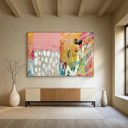 Pink - Orange Abstract Art for Bohemian - Style Retail Store Interiors DLZ2582