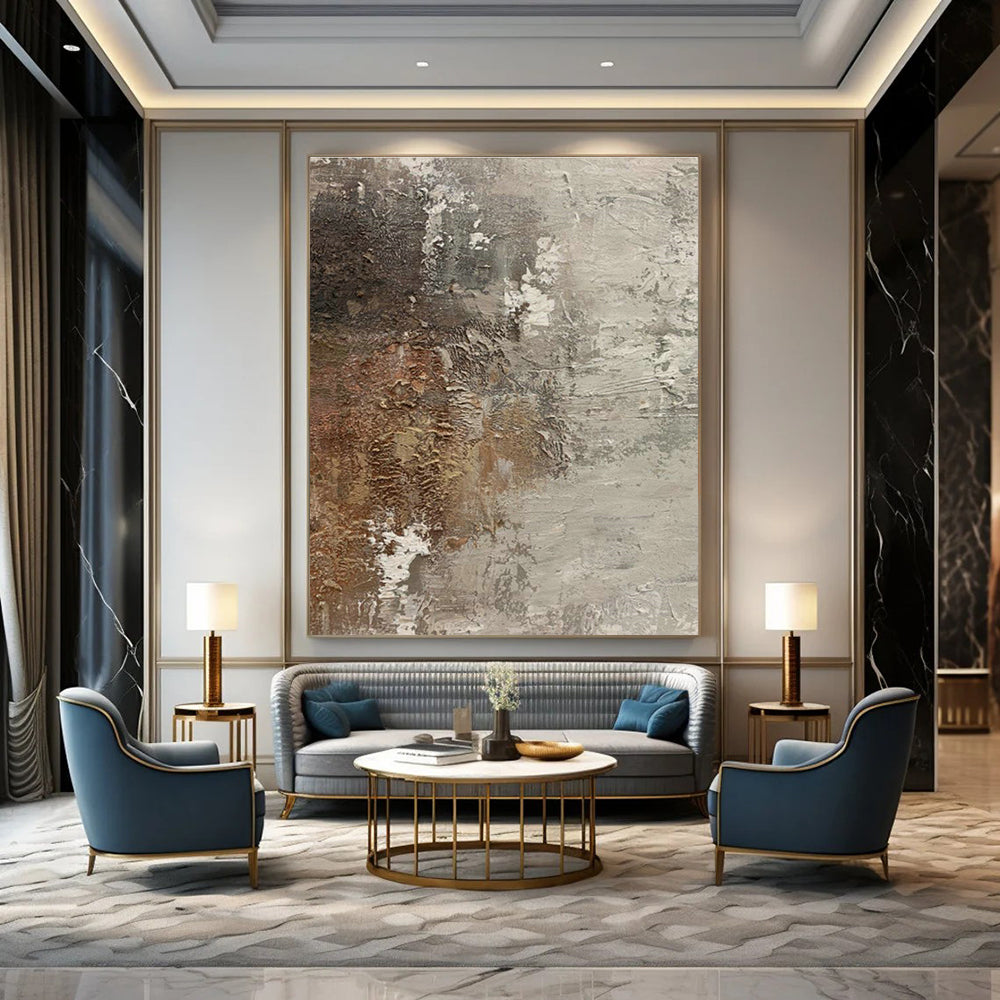 Brown - Gray Abstract Art for Sophisticated Whiskey Bar Tasting Areas DLZ0198