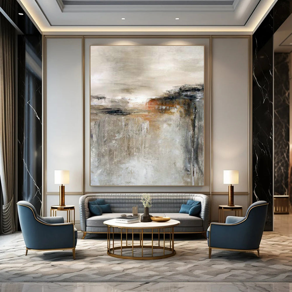 Gray - Beige Abstract Art for Modern Spa & Home Library DLZ2032