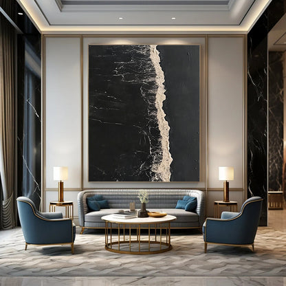 Black and White Textured Art for Minimalist Home Entryway & Contemporary Art Gallery STSC1044