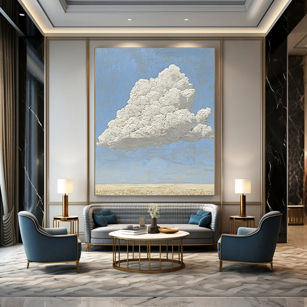 Textured Cloud in Blue Sky Art for Coastal Home Living Room & Aviation - Themed Lounge STSC1035