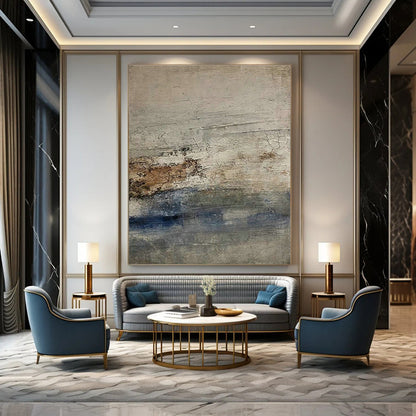 Gray - Blue Abstract Art for Coastal Home Bedroom Accents DLZ0211
