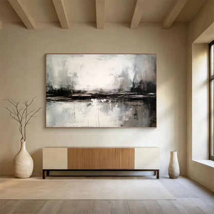 Black - White - Gray Landscape Abstract Art for Modern Monochrome Bedrooms DLZ2537