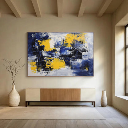 Blue - Yellow Abstract Art for Modern Office Break Room & Creative Studio SC031