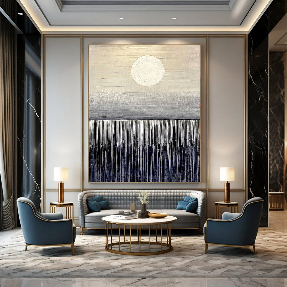 Minimalist Sun and Field Art for Modern Office Reception & Serene Home Study STSC1030
