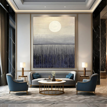 Minimalist Sun and Field Art for Modern Office Reception & Serene Home Study STSC1030