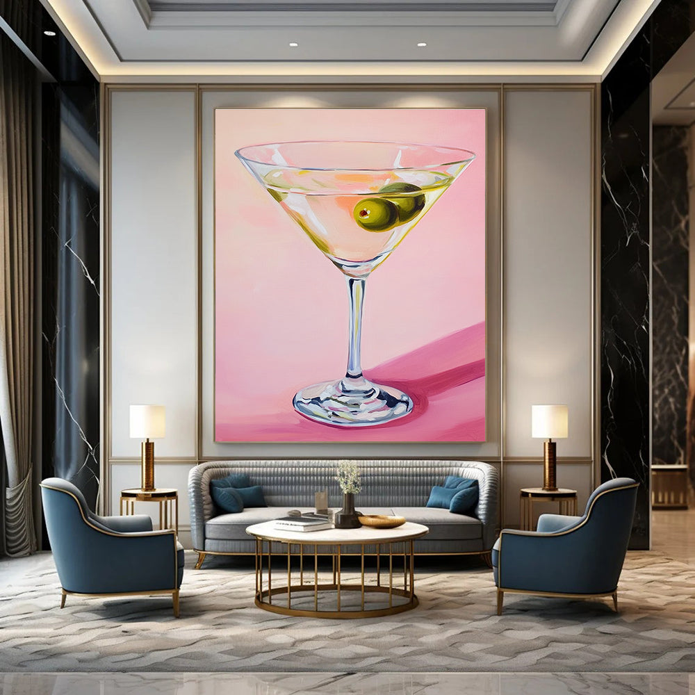 Martini Glass with Olives Art for Cocktail Bar & Sophisticated Dining Room STSC1383
