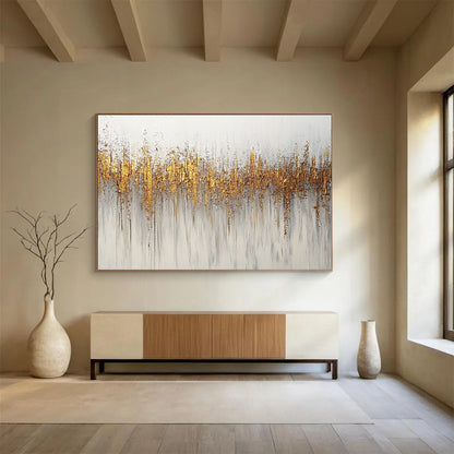 Gold - Accented Abstract Art for Luxury Hotel Lobby & Modern Home Dining Room SC209