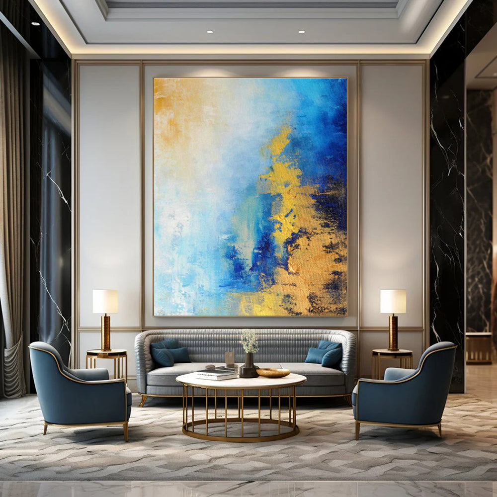 Blue - Yellow Abstract Art for Modern Home Office Creative Corners DLZ0017