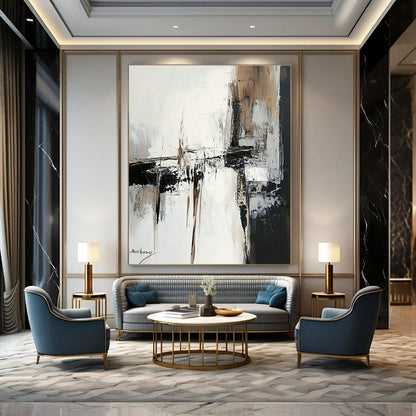 Gray - White - Black Abstract Art for Minimalist Living Room & Spa Waiting Area DLZ1666