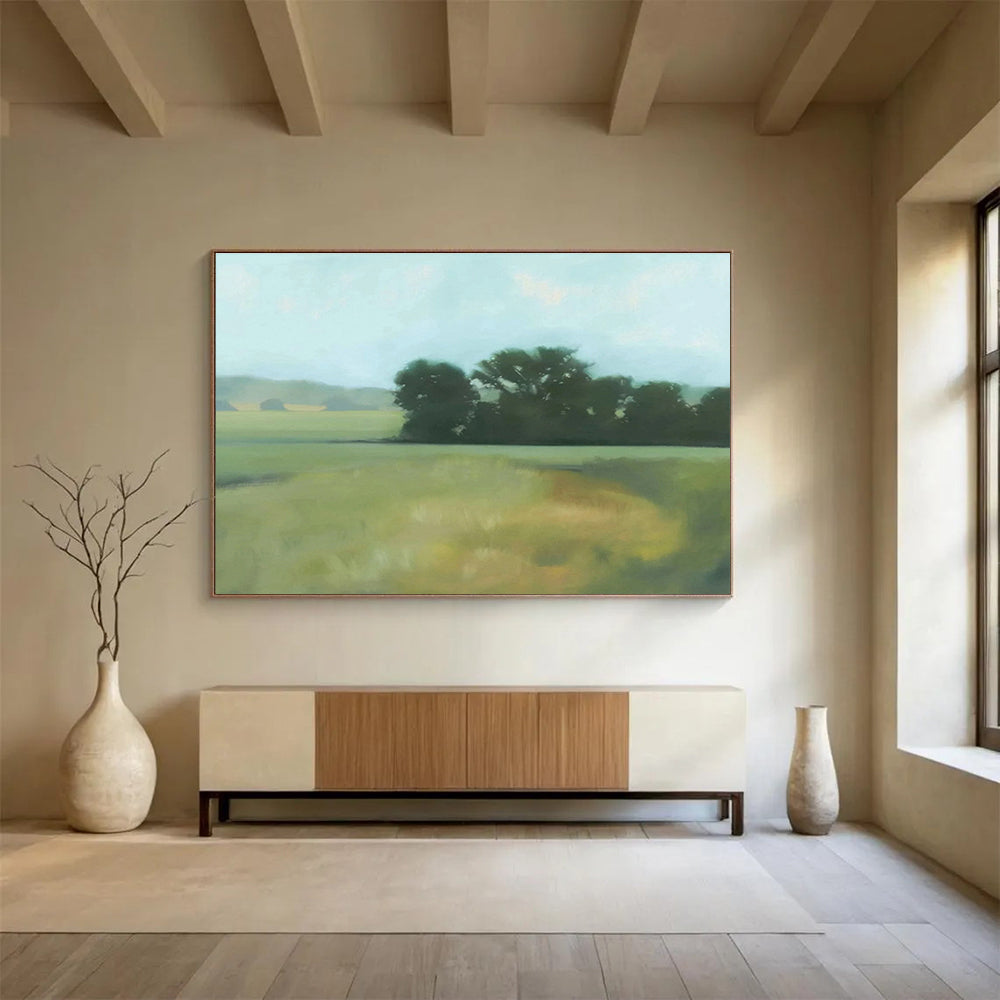 Serene Field Landscape Art for Calming Yoga Studio DLZ2810
