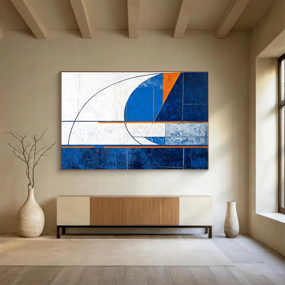 Geometric Blue - Orange Abstract for Architectural Firm & Modern Gallery SC029