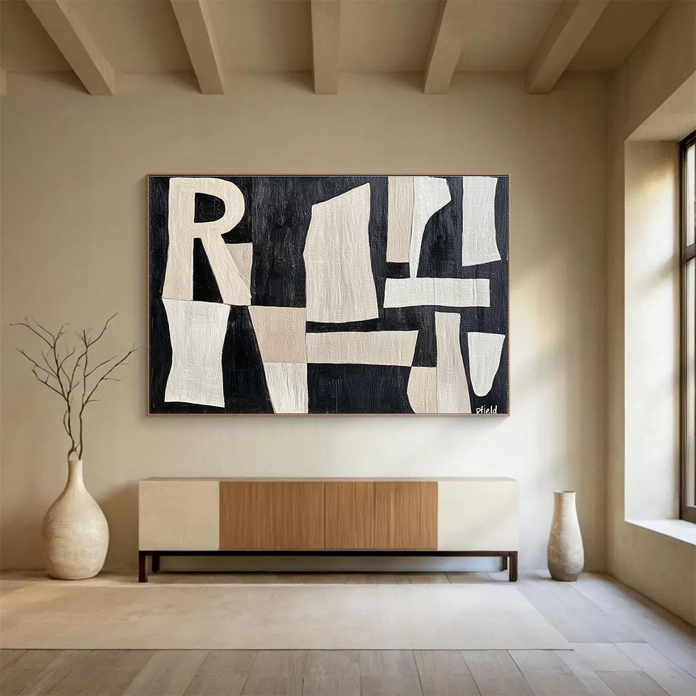 Abstract Letter Collage Art for Literary Café & Modern Home Office SC427