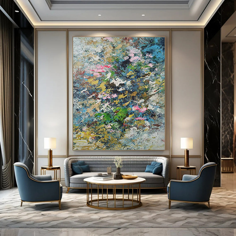 Colorful Floral Abstract Art for Garden Café Outdoor Seating Walls DLZ0016