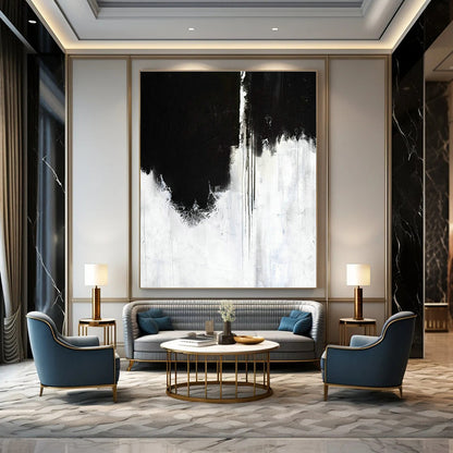 Black - White Drip Art for Contemporary Living Room & Art Gallery DLZ2053