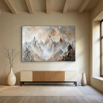 Gold Snow Mountain Landscape Art for Alpine - Inspired Living Room DLZ2850