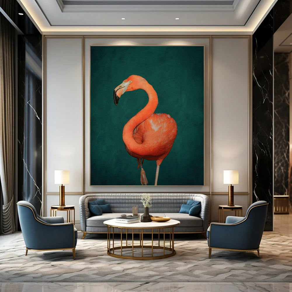 Elegant Flamingo Portrait Wall Art for Bedroom & Living Room DLZ0390