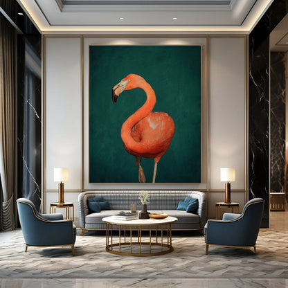 Elegant Flamingo Portrait Wall Art for Bedroom & Living Room DLZ0390