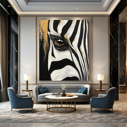 Zebra Eye with Gold Accents for Exotic Animal - Themed Lounge & Contemporary Art Studio STSC956