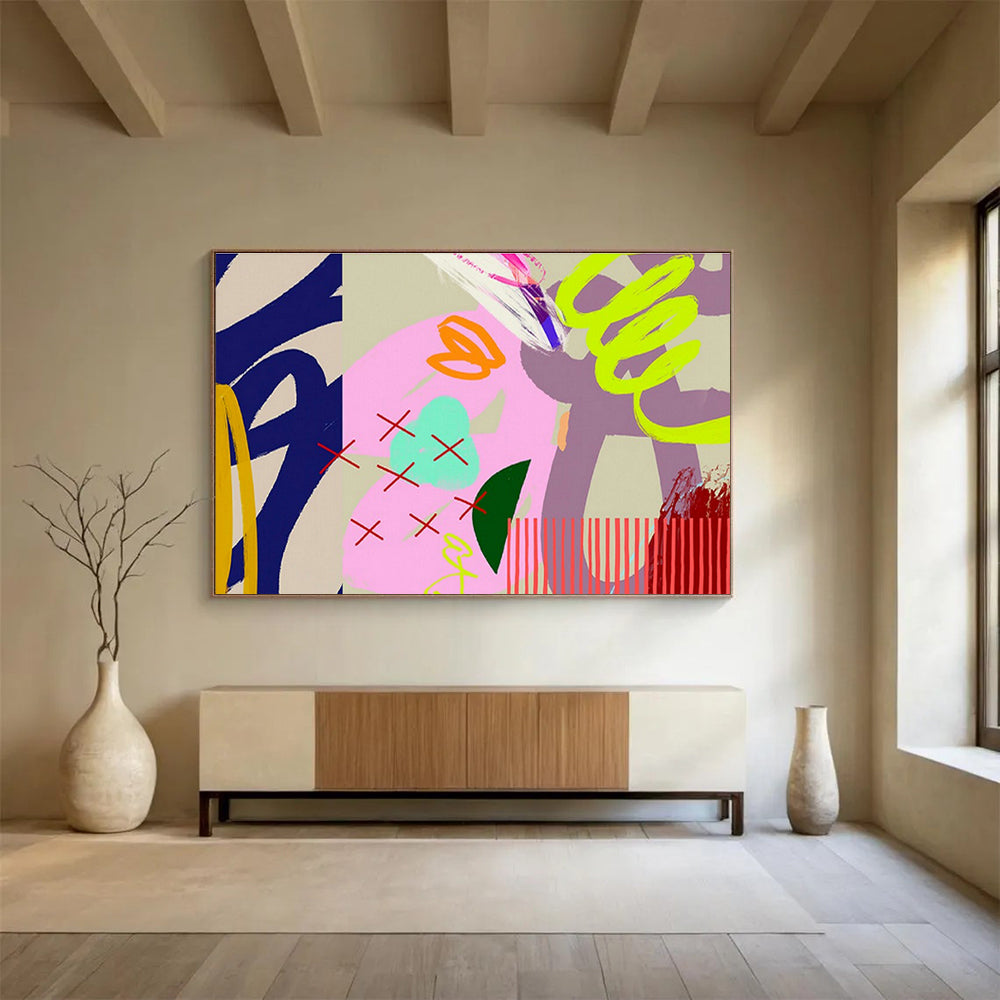 Colorful Graffiti - Style Abstract Art for Urban Café Exteriors DLZ2584