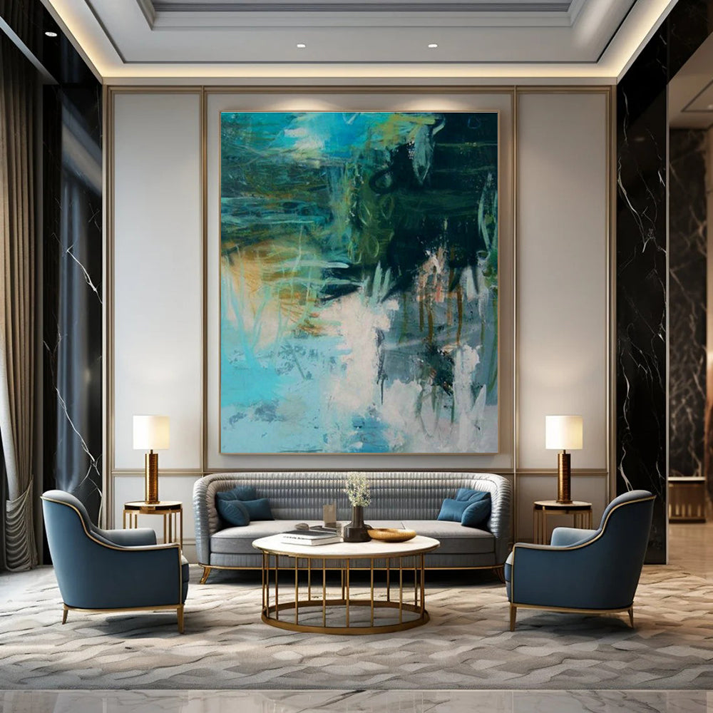 Blue - Green Abstract Art for Modern Home Studio & Creative Café Pop - Up Corners DLZ0296