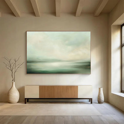 Misty Sea Green Art for Coastal Spa & Minimalist Bedroom SC070