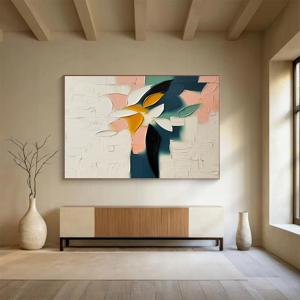 Colorful Flower Abstract Art for Cheerful Café Breakfast Nooks DLZ3131