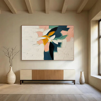 Colorful Flower Abstract Art for Cheerful Café Breakfast Nooks DLZ3131