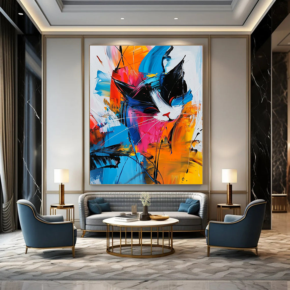 Colorful Abstract Cat for Playful Kids’ Room & Art - Centric Lounge STSC306