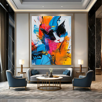 Colorful Abstract Cat for Playful Kids’ Room & Art - Centric Lounge STSC306