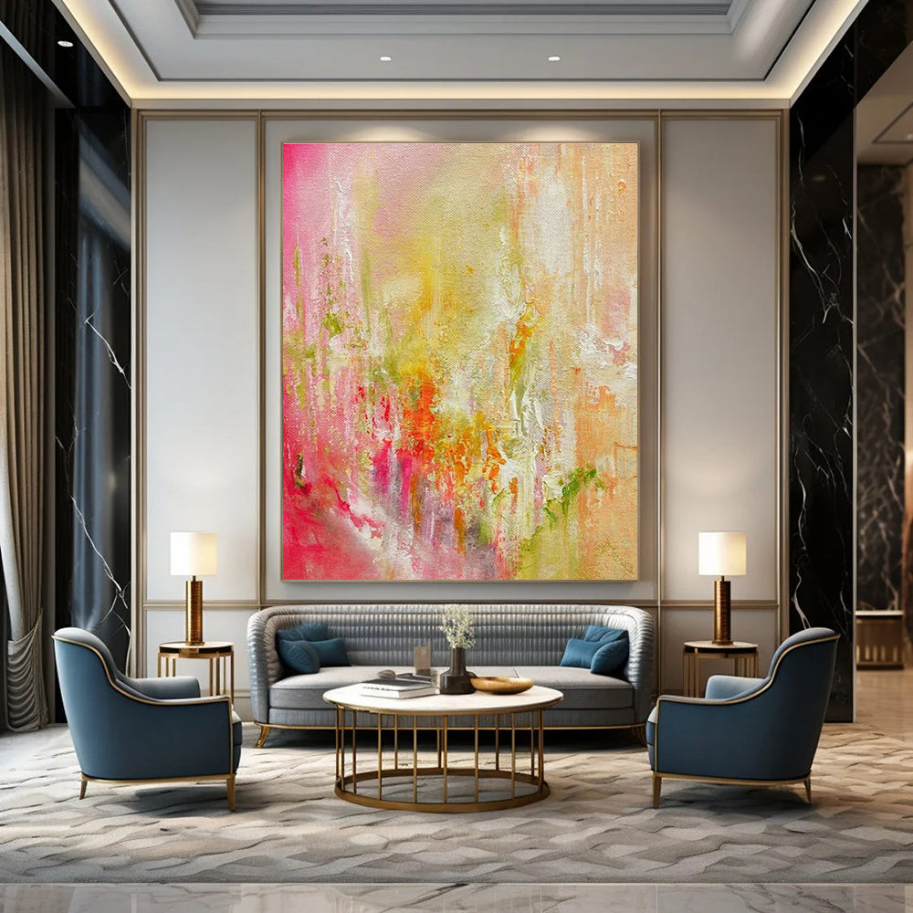 Pink - Yellow Abstract Art for Home Nursery Play Zones DLZ0055