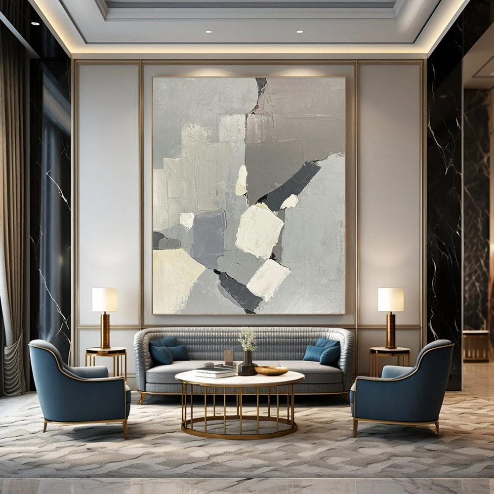 Minimalist Gray - Block Abstract Art for Corporate Office & Modern Hotel Lobby DLZ2286