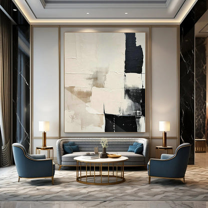Beige - Black Geometric Art for Modern Home Entryway Statements DLZ0212