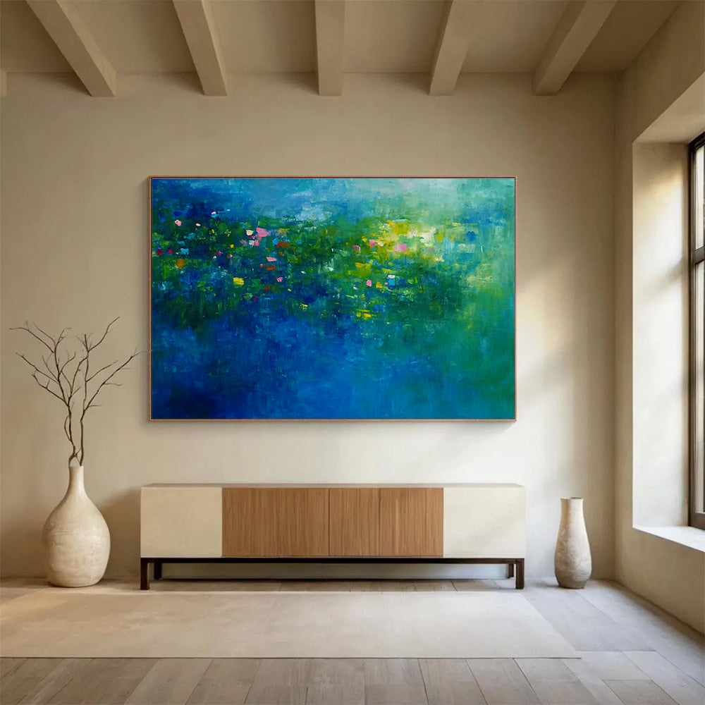 Blue - Green Abstract Garden Art for Botanical Conservatory Café & Nature - Lover’s Bathroom SC339