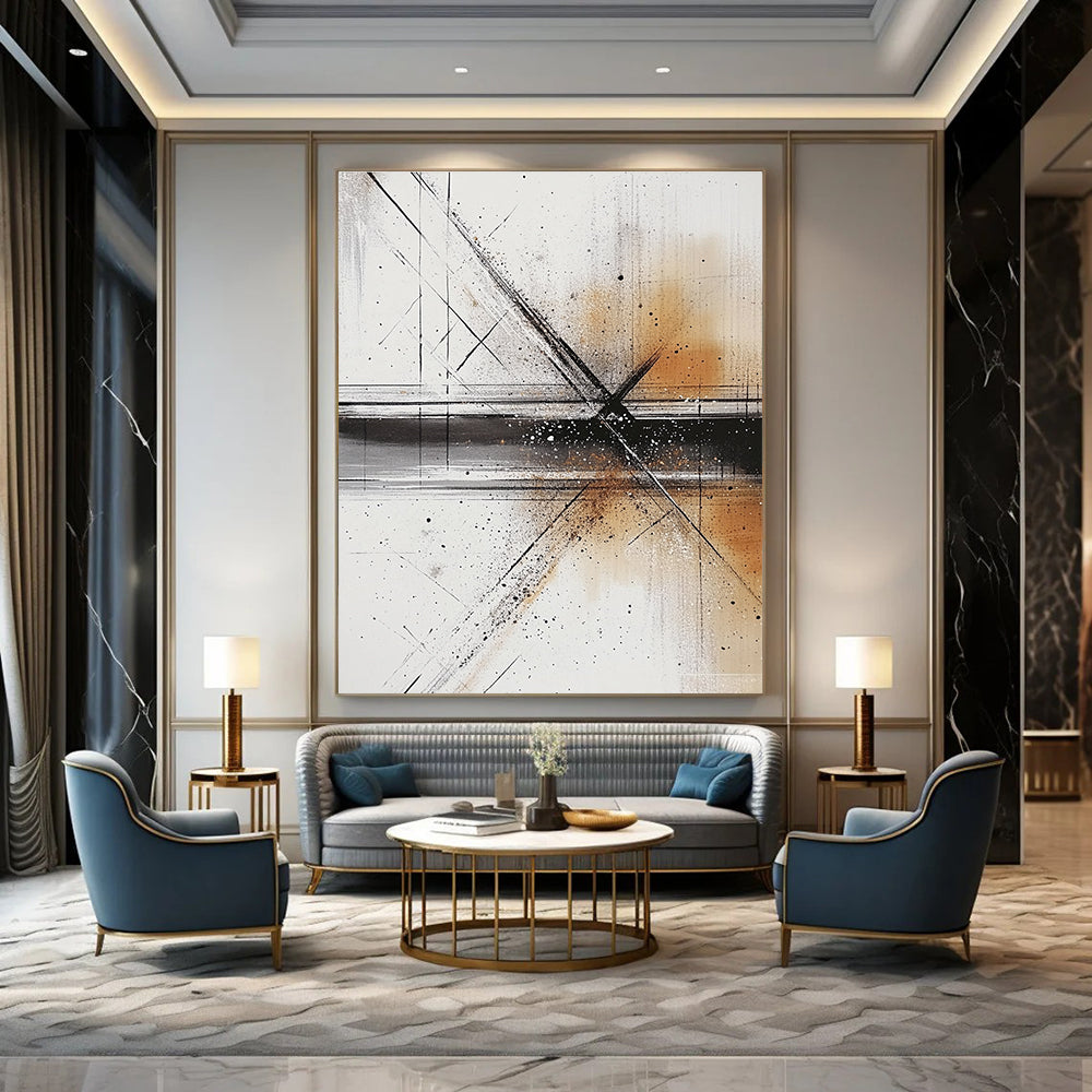 Black, White, and Brown Abstract for Industrial Loft & Art Gallery Corridor STSC321