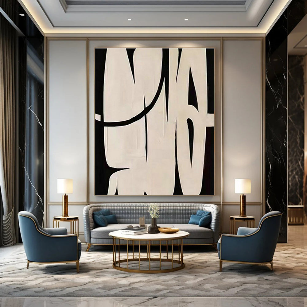 Black - White Bold Forms Art for Industrial Loft & Contemporary Gallery DLZ2023