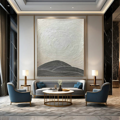 Grey - White Textured Landscape Abstract Art for Living Room & Study DLZ0491