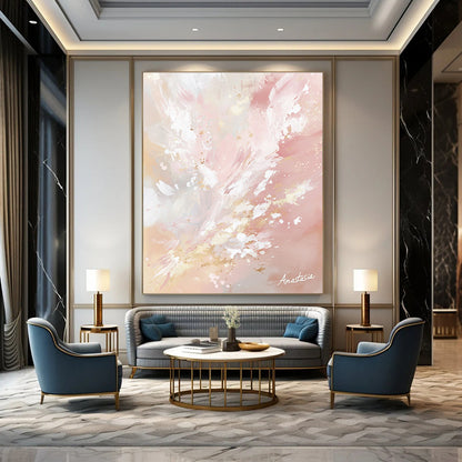 Pink and Gold Abstract for Luxurious Living Room & Wedding Venue Decor STSC1201